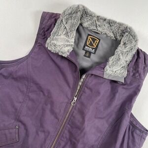 Noble Outfitters Vest Womens 2XL Purple Faux Fur Collar Quilted Sleeveless